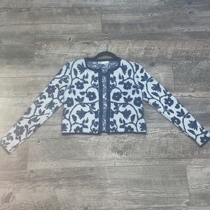 blue and white print cardigan from Zara, only worn once.